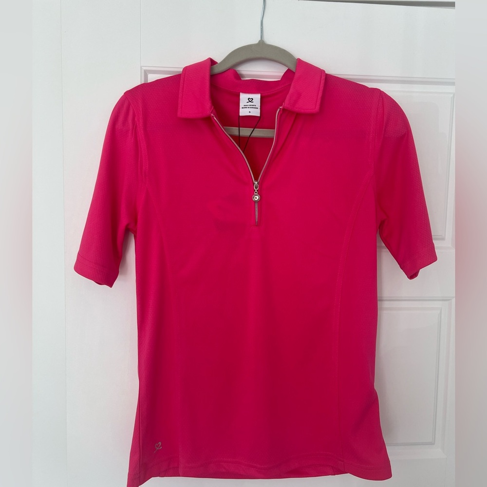 Women's Pink Zip Polo Golf Shirt
